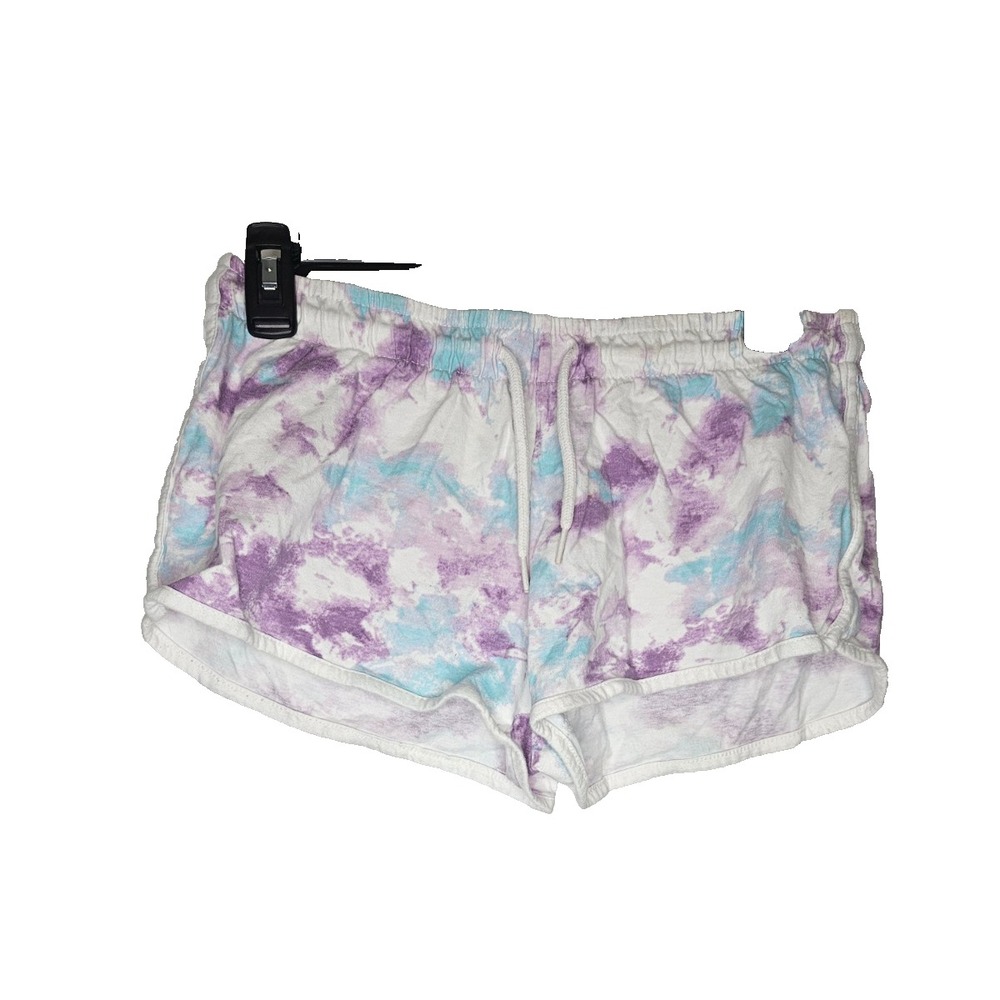 Primark Tie Dye Lounge Shorts Purple Blue‎ Drawstring Stretchy Waist Girls S